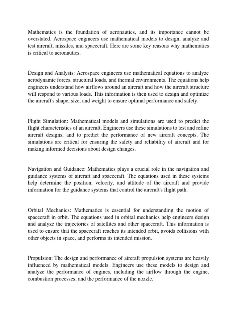 Mathematics Is The Foundation of Aeronautics | PDF | Aircraft ...
