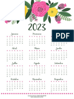 Calendário mensal 2023 com datas e quadros