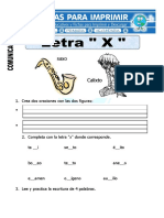 Ficha de La Letra X para Primero de Primaria