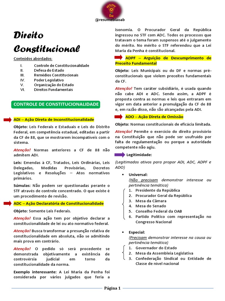 Direito Constitucional | PDF | Emenda Constitucional | Constituição