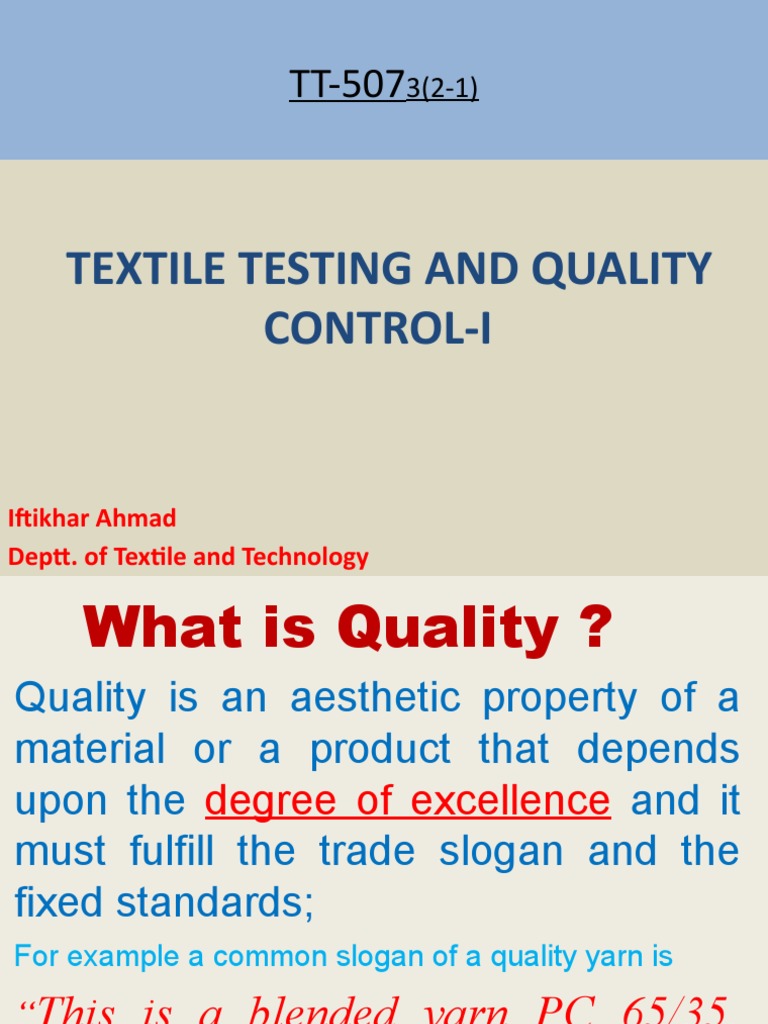 Definition of Control and Quality Control, Specification Limits and