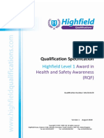 (25082020 1353) Highfield Level 1 Award in Health and Safety Awareness Qualification Specification v1 August 2020