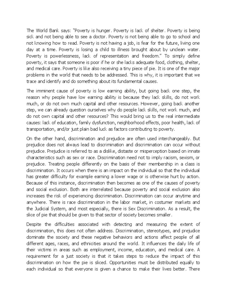 Poverty and Discrimination PDF Discrimination Poverty