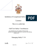 Licence: Institution of Occupational Safety and Health