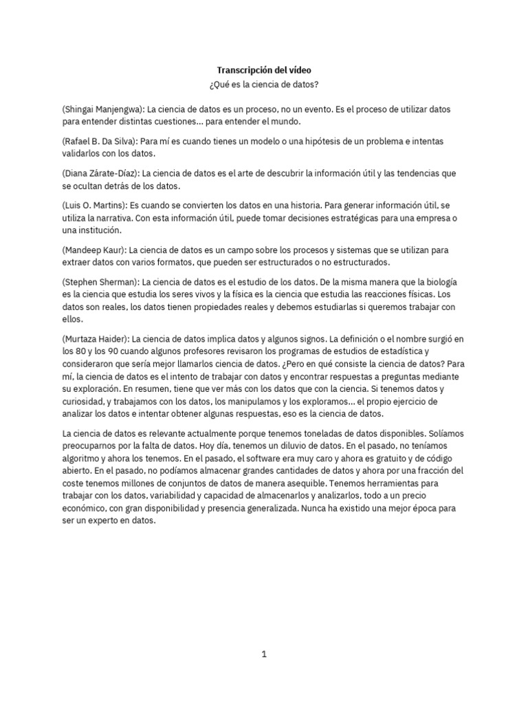 What Is Data Science Transcript - es-ES | PDF | Ciencia de datos | Science