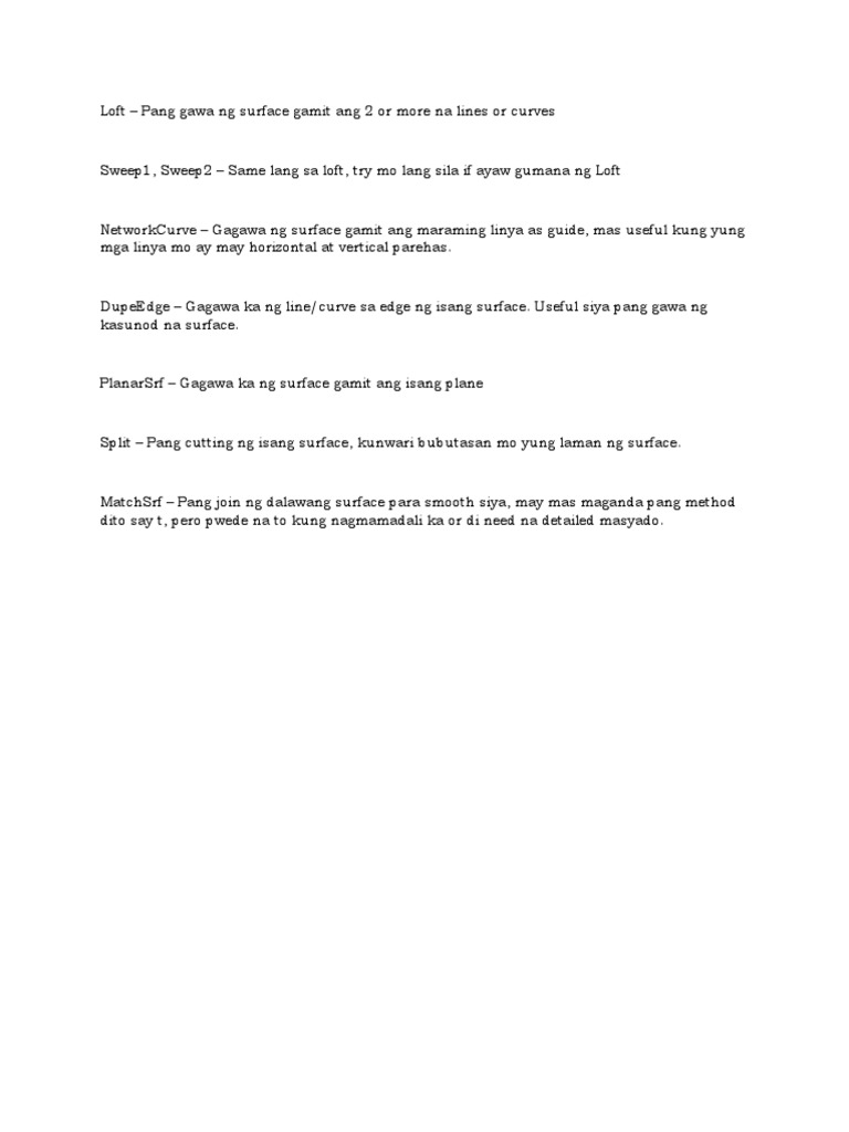 Rhino Basic Commands PDF