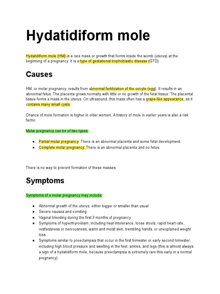 Hydatidiform Mole | PDF | Pregnancy | Causes Of Death