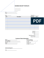 Business receipt template editable PDF