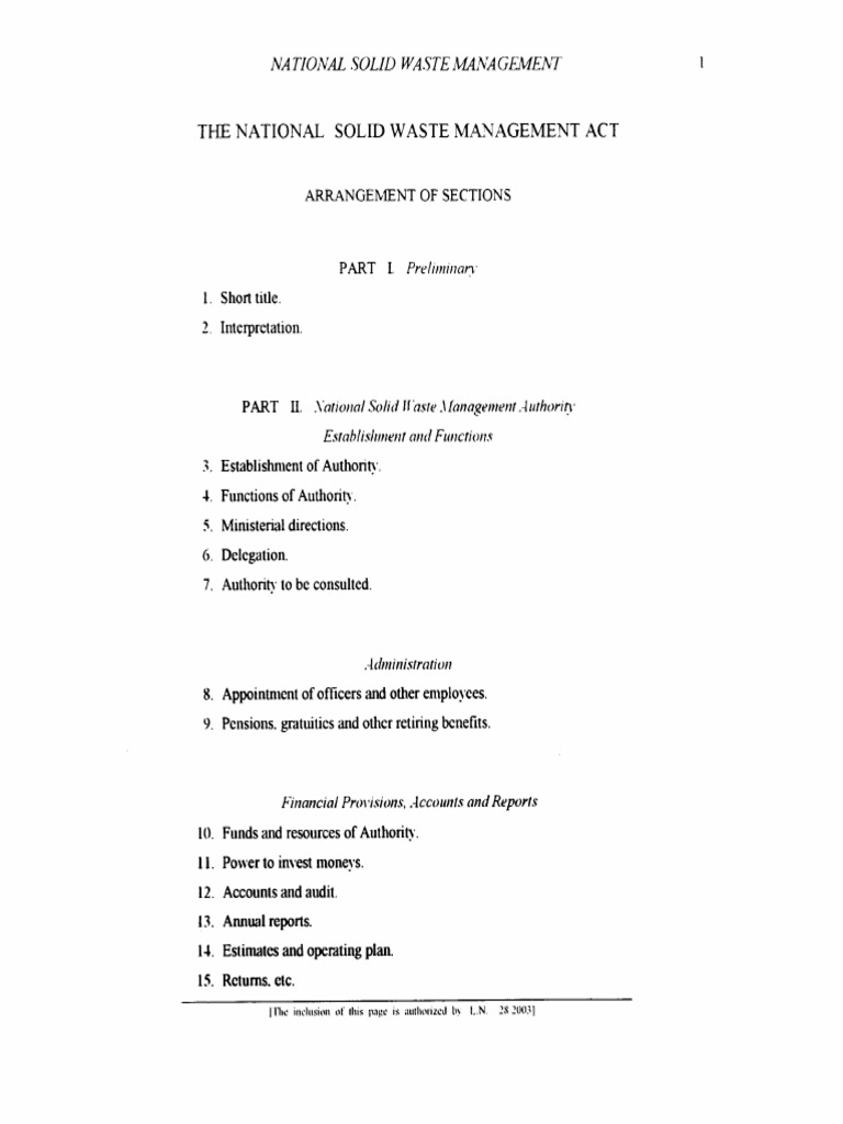 The National Solid Waste Management Act 2002 PDF