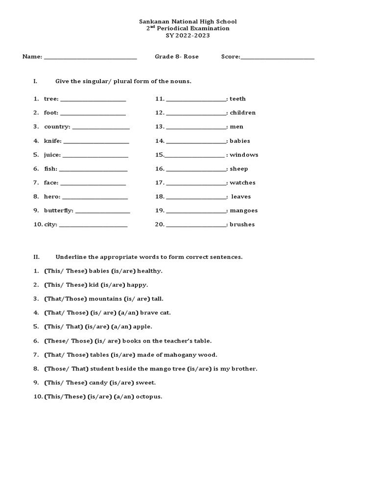 Grade 8 English Rose Exam Review | PDF | Language Mechanics | Morphology