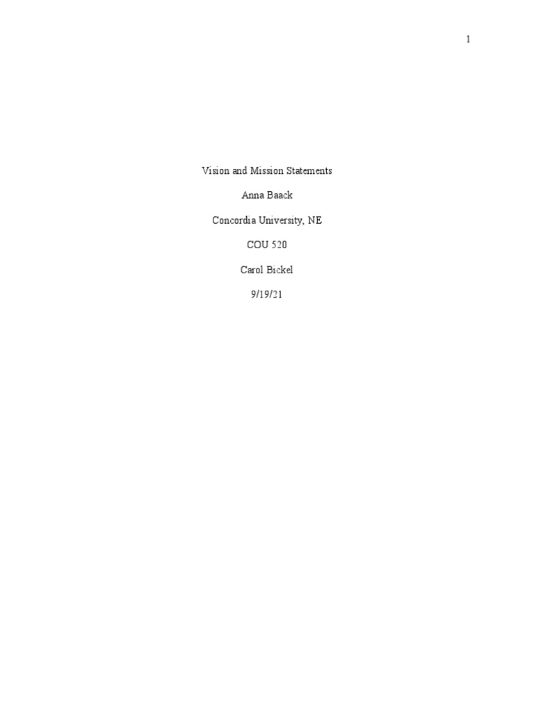 Vision and Mission Statements PDF School Counselor Learning