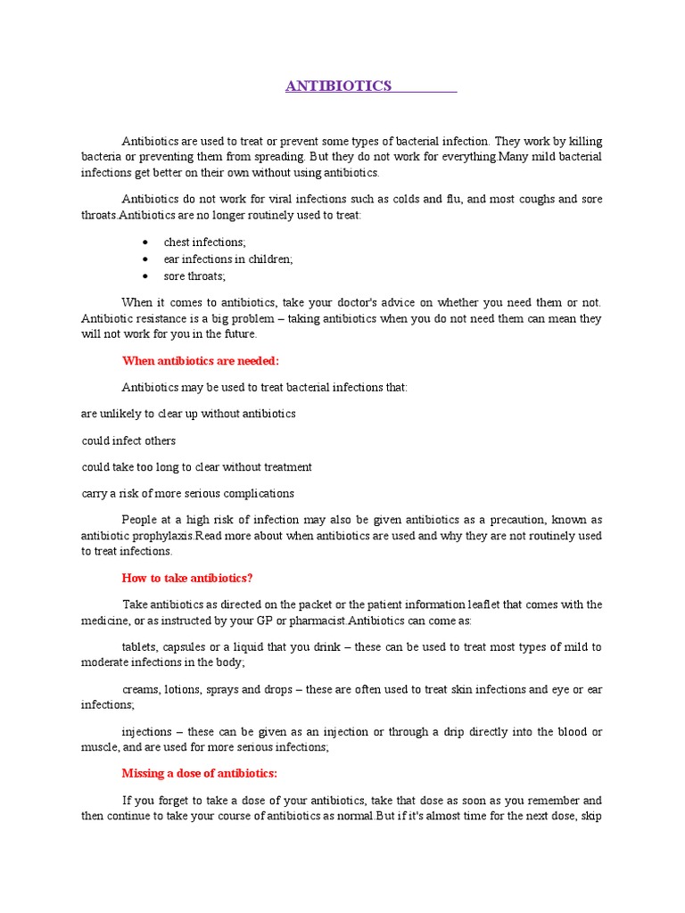 ANTIBIOTICS PDF Infection Common Cold