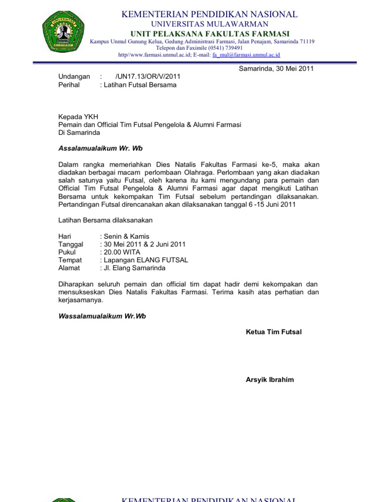 Surat Undangan Turnamen Futsal Pdf