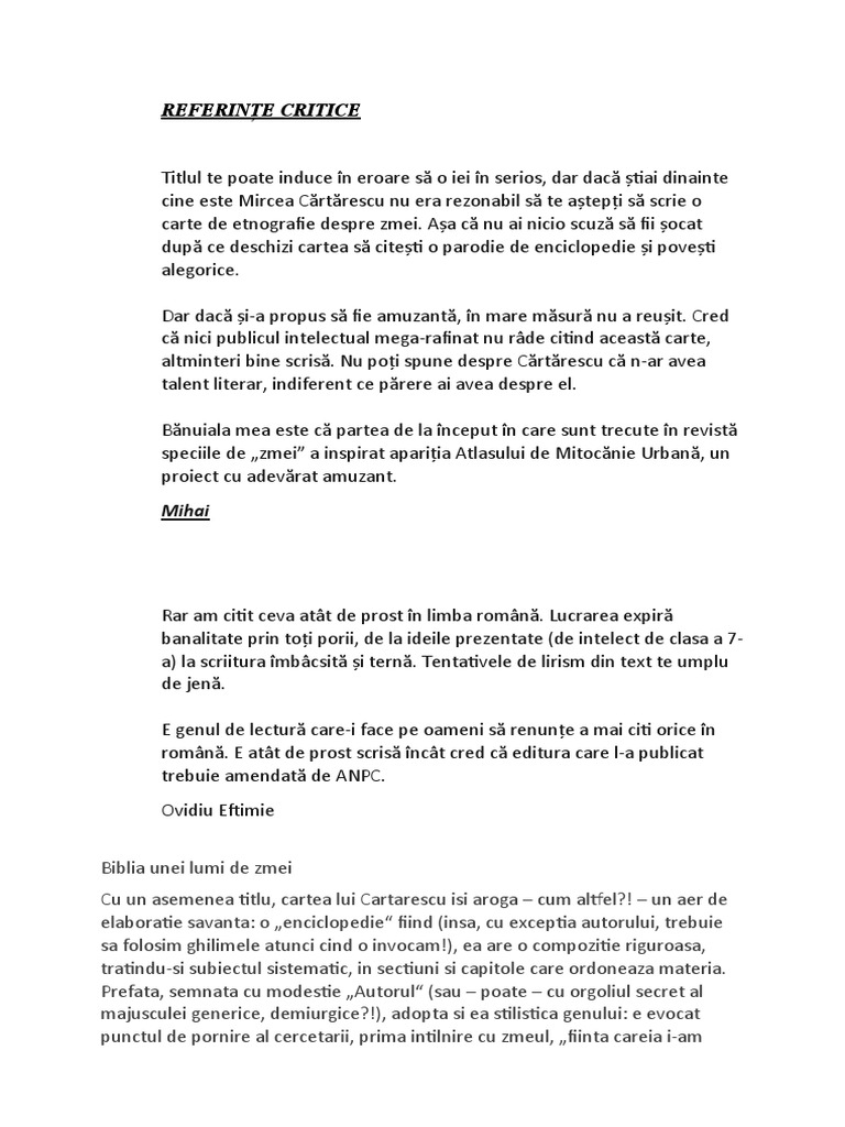 Referințe Critice | PDF