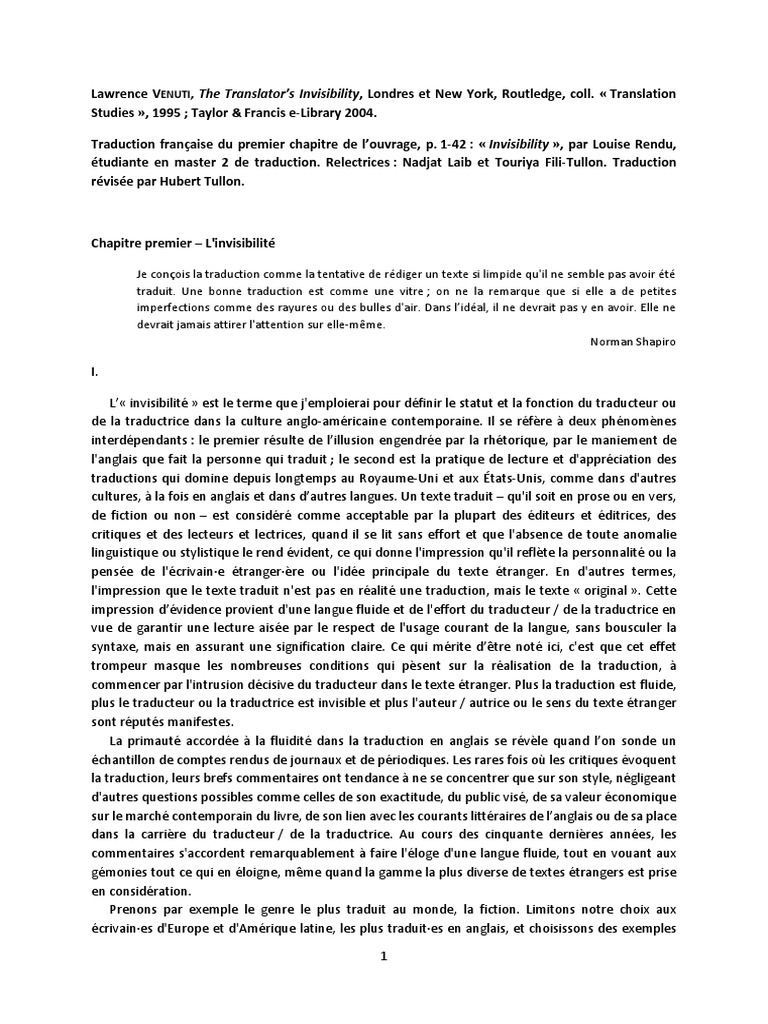 Chapitre 1 Traduction de Louise Rendu Relue Par Najet Et Touriya 1 1 ...