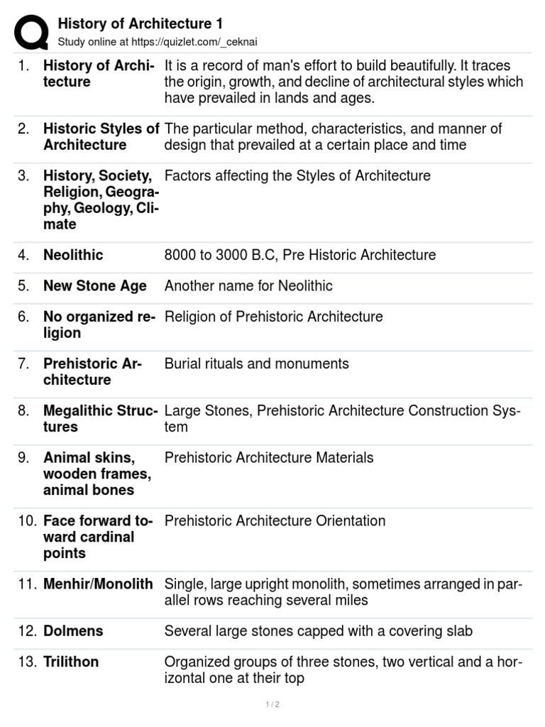Overview of Prehistoric Architecture | PDF