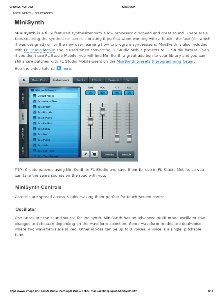Mini Synth Descargar gratis PDF Synthesizer Low Pass Filter