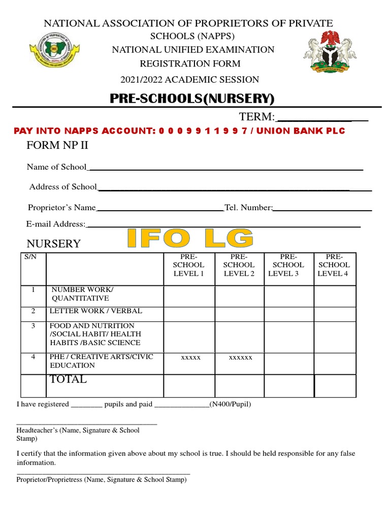 NAPPS National Unified Exam Registration 2021 | PDF