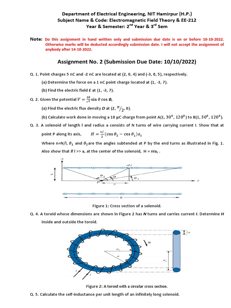 Electromagnetic Field Theory Assignment 2 | PDF