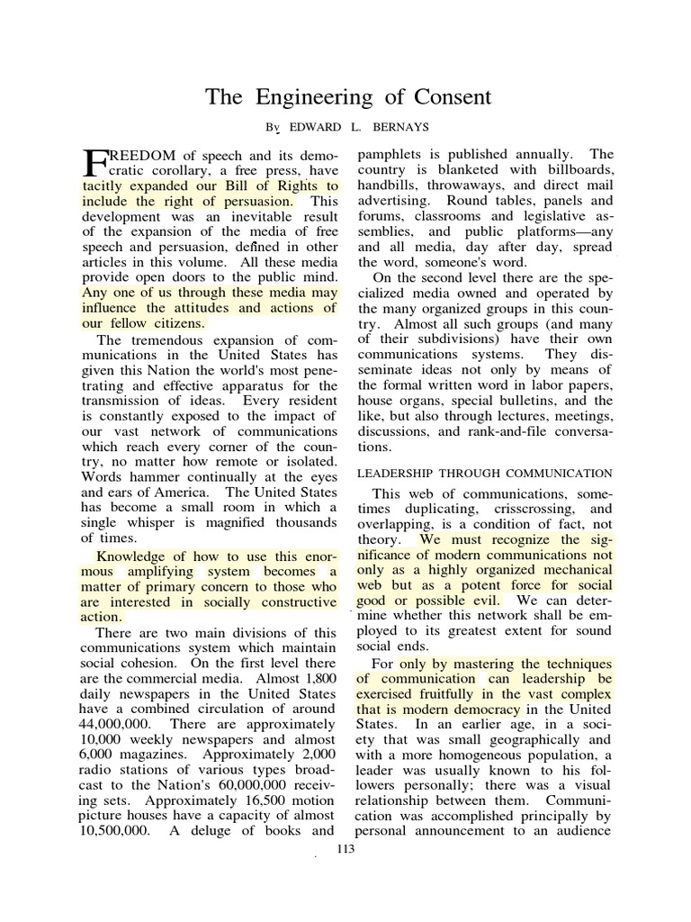 The Engineering of Consent Bernays 1947 Highlighted PDF Attitude