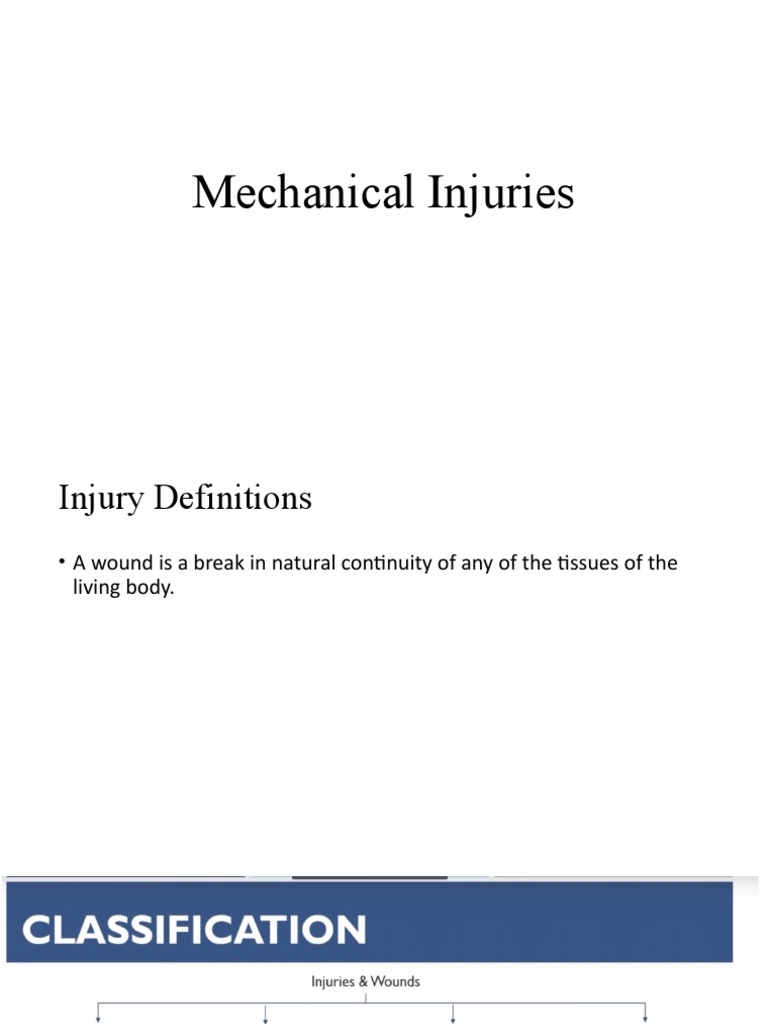 Classification and Mechanisms of Mechanical Injuries PDF Applied