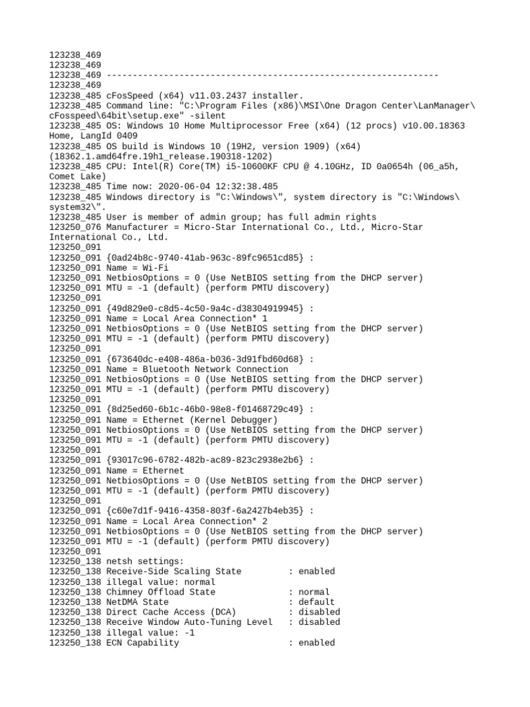 cFosSpeed Driver Installation Log | PDF | Windows Registry ...