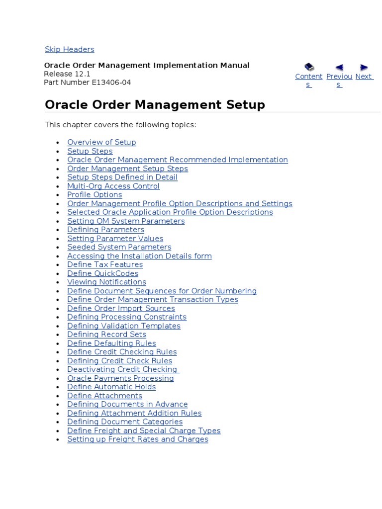 Oracle Order Management Setup Guide | PDF | Oracle Database | Inventory