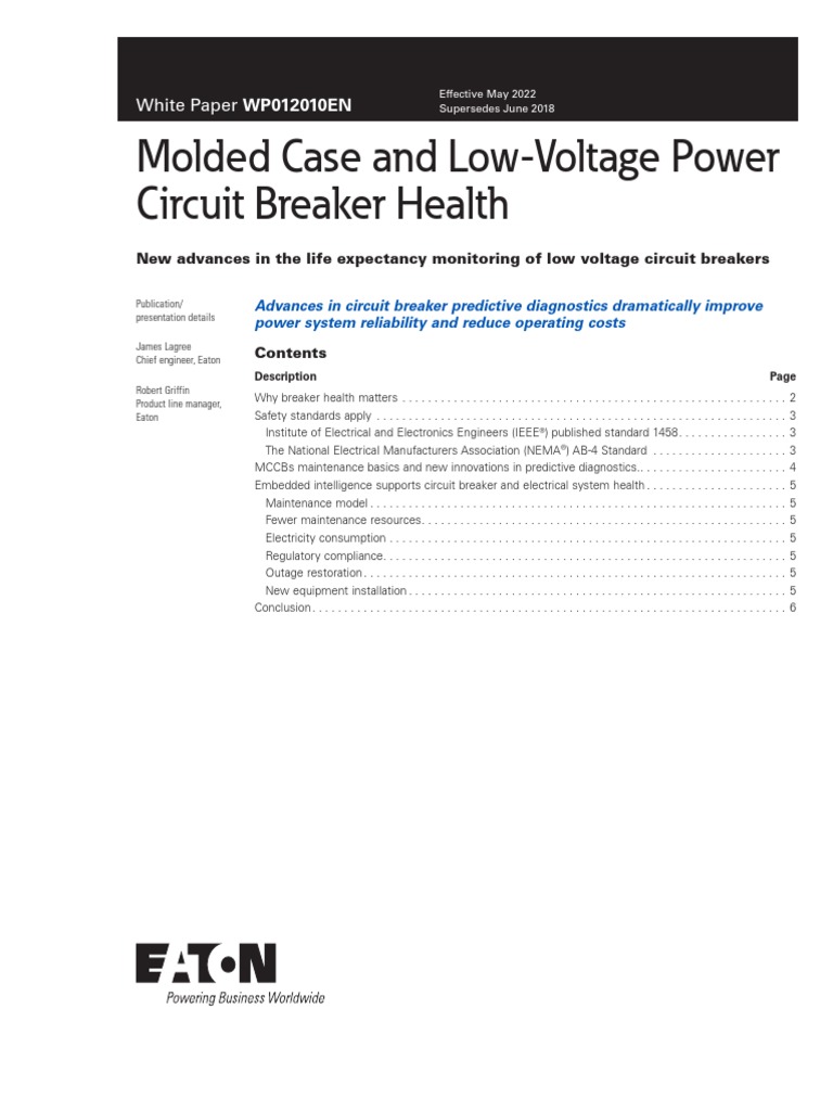 Molded Case and Low Voltage Breaker Health Wp012010en | PDF ...