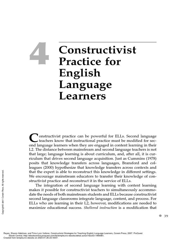 Constructivist strategies for teaching english lan chapter 4