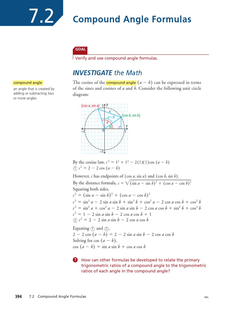 Simplifying Trigonometric Expressions Using Compound Angle Formulas PDF Trigonometric