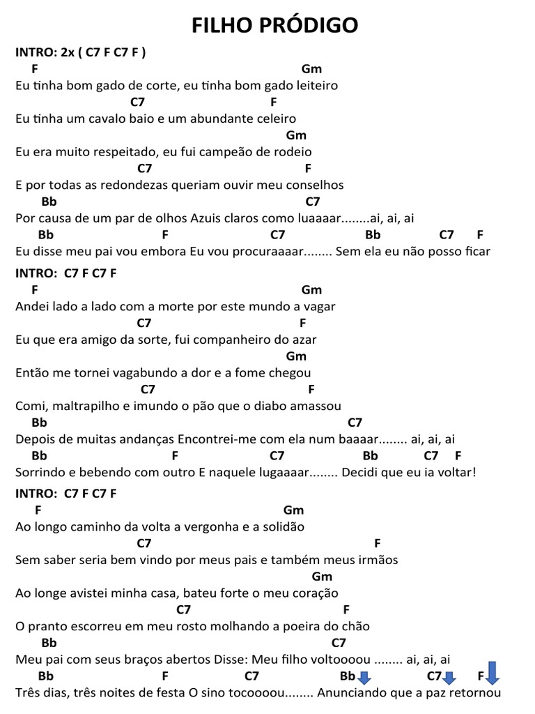 Cifras da Música Filho Pródigo | PDF