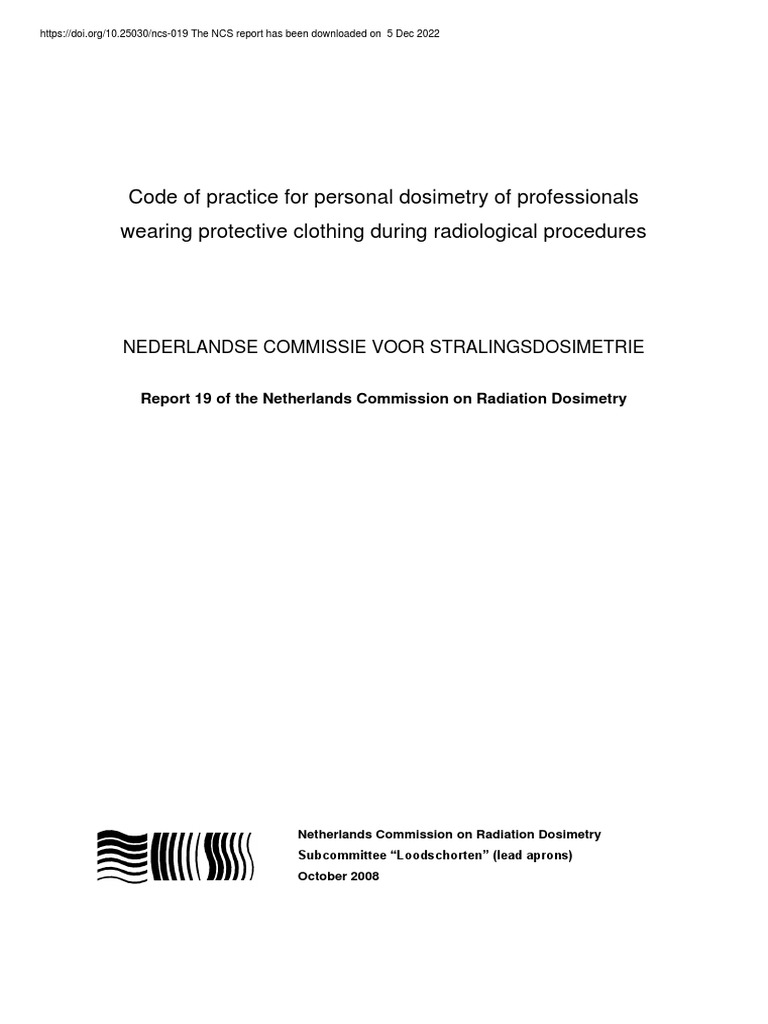 66 Ncs Rapport 19 Cop Personal Dosimetry Protective Clothing | PDF ...