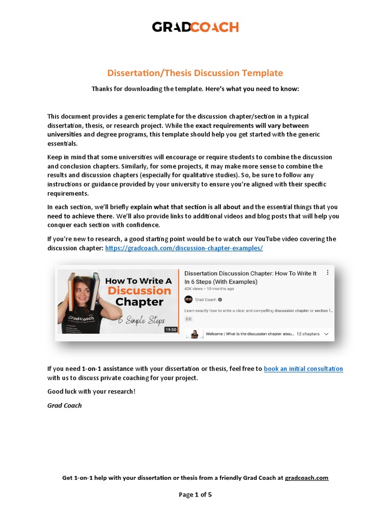 Thesis Discussion Chapter Template | PDF | Thesis | Quantitative Research