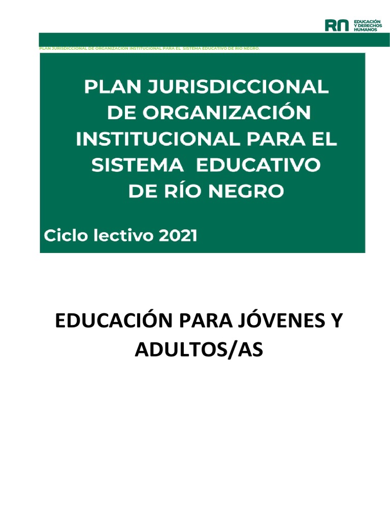 Educacion para Jovenes y Adultos Plan Jurisdiccional de Retorno A Las ...