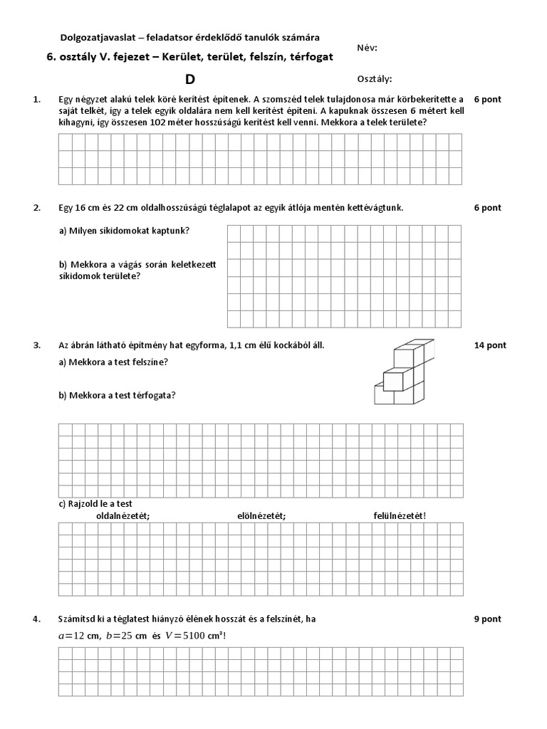 Matematika6 5 Kerulet Terulet Felszin Terfogat DF NAT2020 | PDF