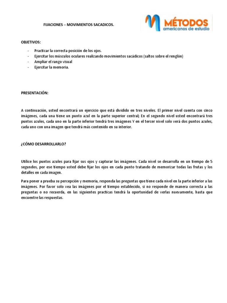 Guia 5 Movientos Sacadicos y Ampliacion Del Rango Visual | PDF ...