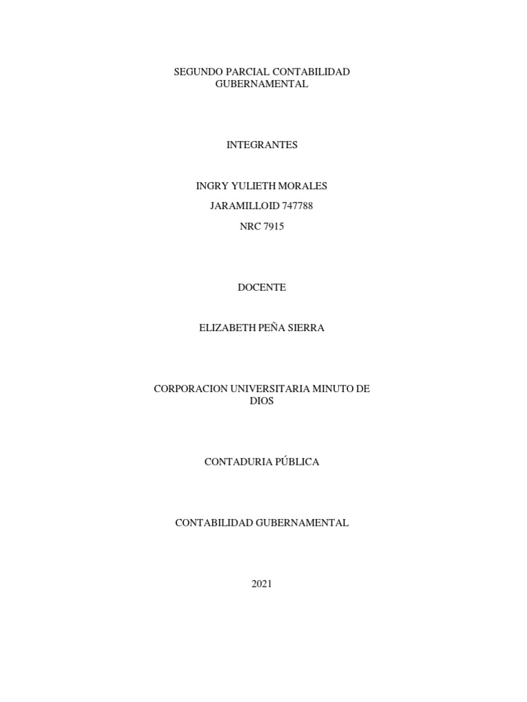Segundo Parcial Contabilidad Gubernamental | PDF | Contabilidad ...