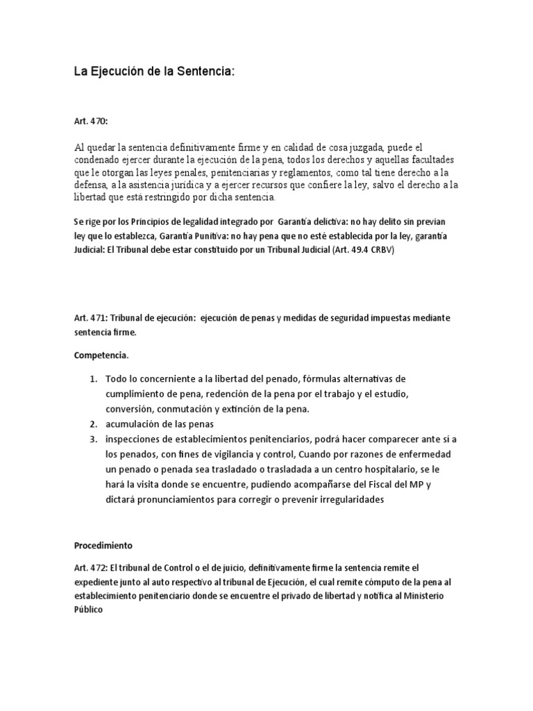 La Ejecución de La Sentencia | PDF | Sentencia (ley) | Pena capital