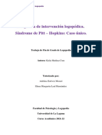 Programa de Intervencion Logopedica. Sindrome de Pitt - Hopkins Caso Unico.