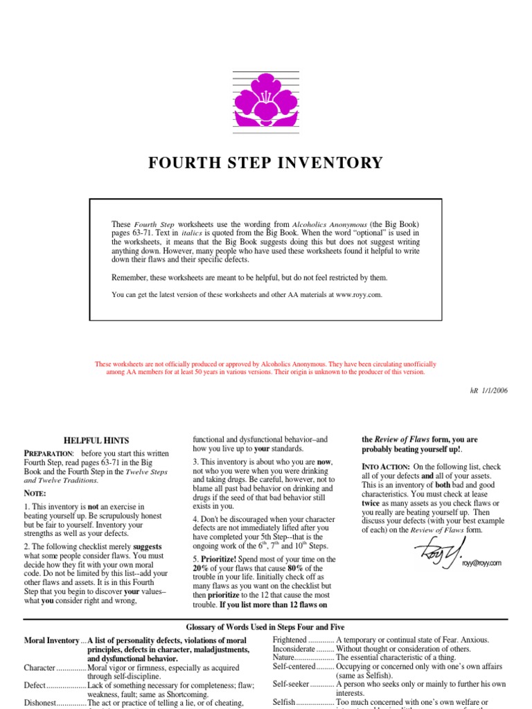 worksheet 10th Step Inventory Worksheet step 4 the big book alcoholics anonymous anonymous