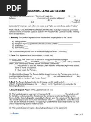 Residential Lease Agreement Template