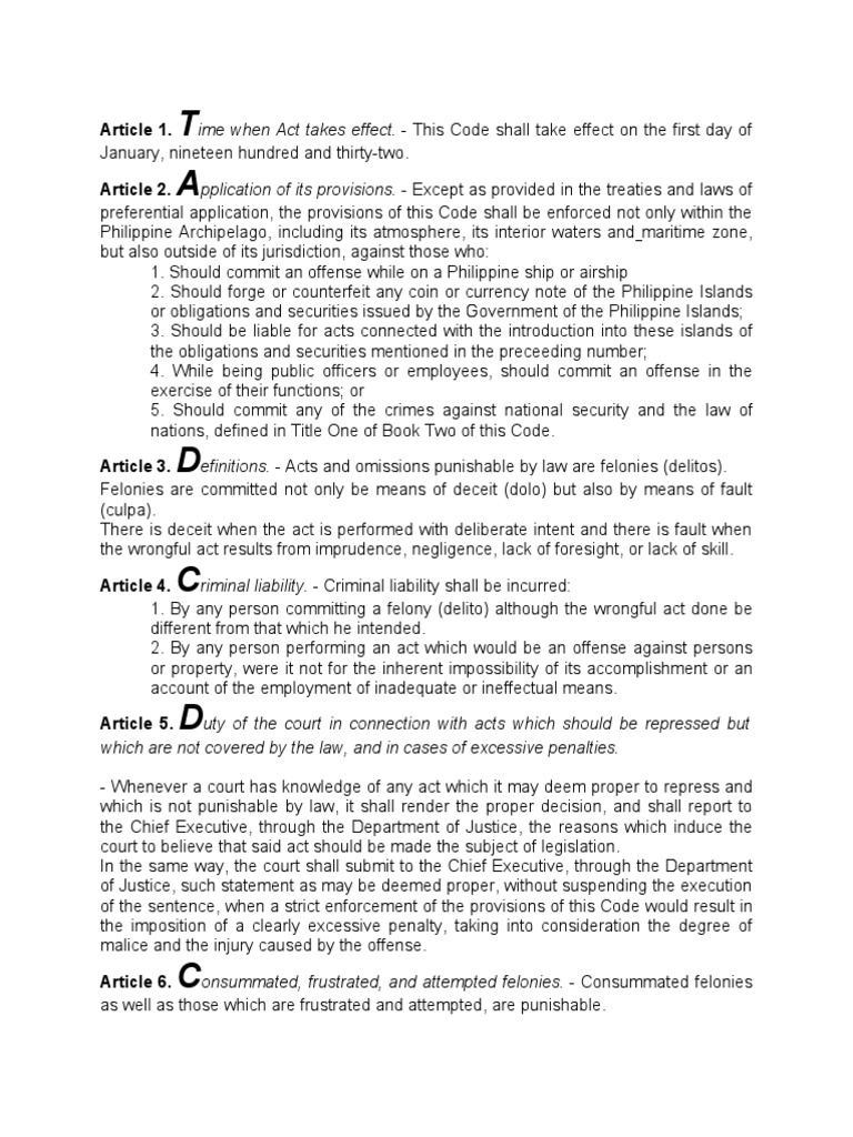 An Act Revising The Penal Code and Other Penal Laws PDF Crimes