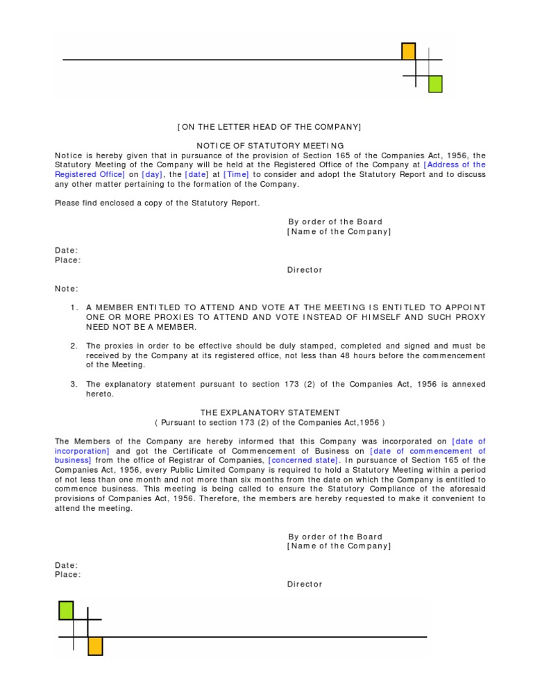 Statutory Meeting Notice PDF