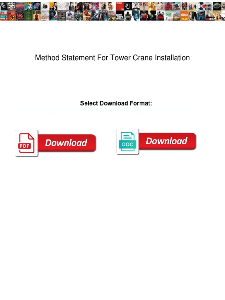 Method Statement For Tower Crane Installation | PDF | Crane (Machine ...