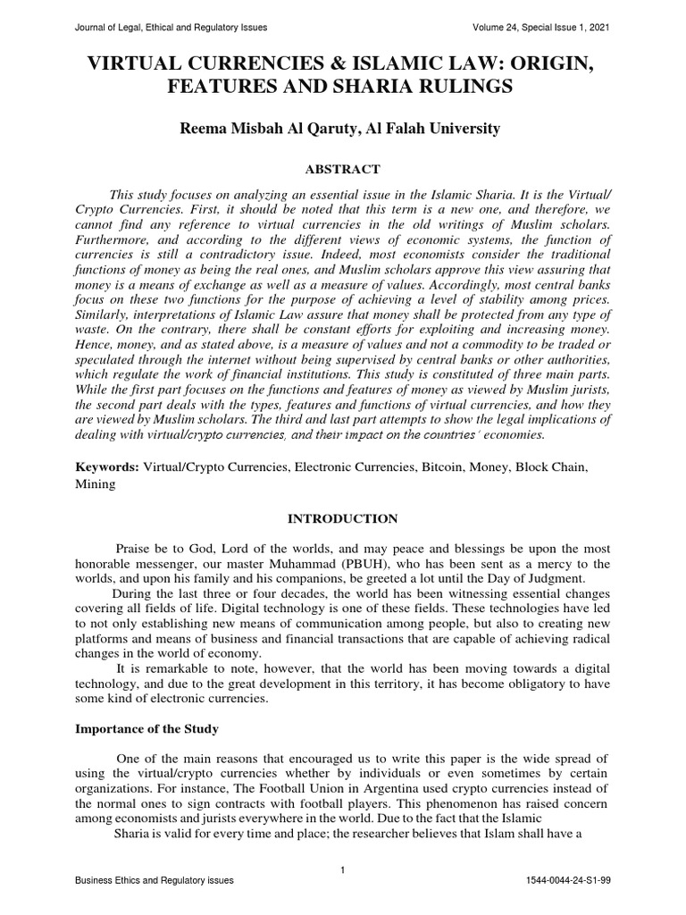 Virtual Currencies and Islamic Law Analysis | PDF | Money | Bitcoin