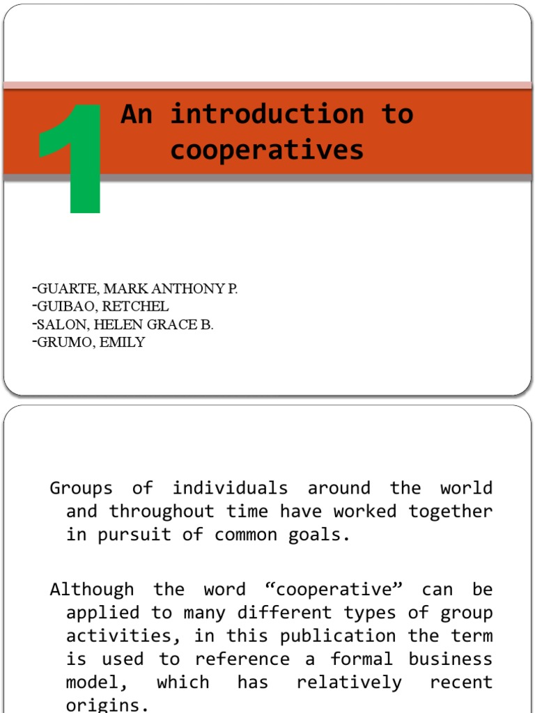 Introduction to Cooperatives and Principles | PDF | Cooperative ...