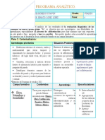 PLAN ANALÍTICO. 4° GRADO.