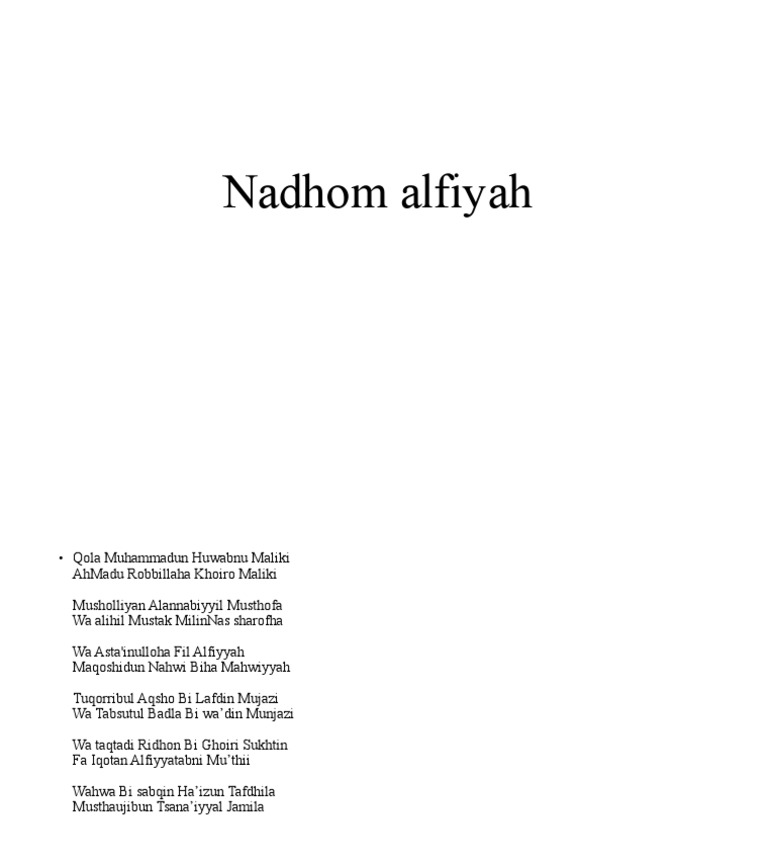 Nadhom Alfiyah: A Study Guide | PDF | Religion & Spirituality | Self ...