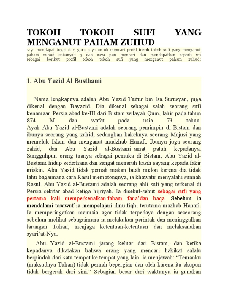 Tokoh Sufi Zuhud: Abu Yazid & Hasan Al-Basri | PDF | Agama & Spiritualitas