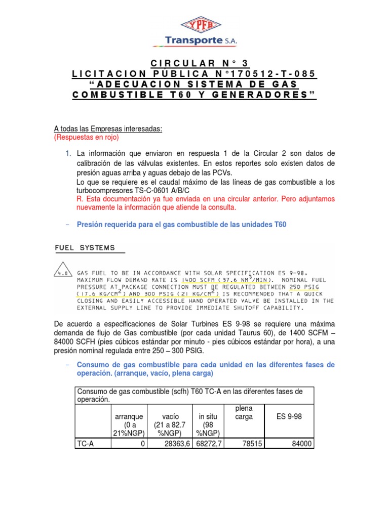 Circular 3 | PDF | Gases | Turbocompresor
